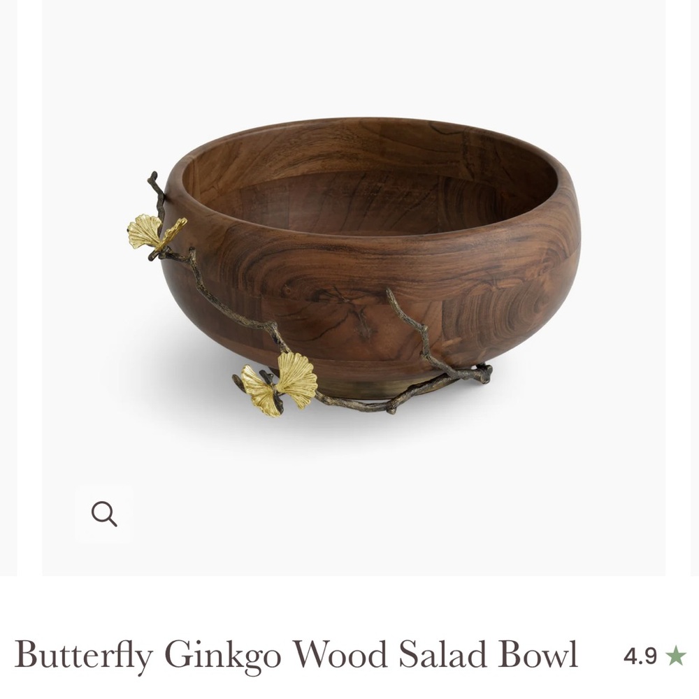 Michael Aram Butterfly Ginkgo Wood Salad Bowl
